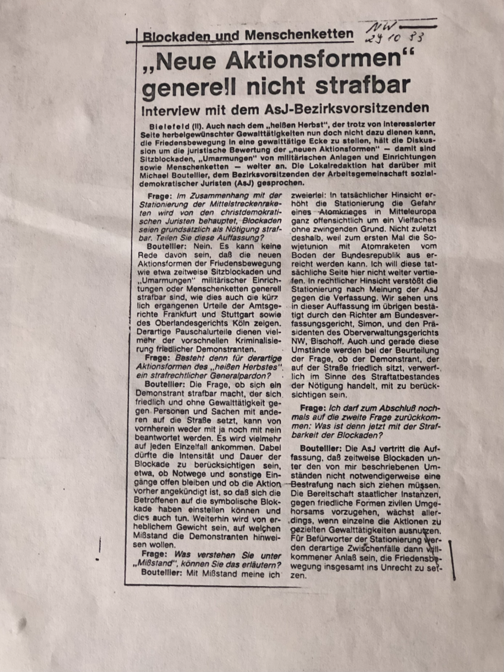 Neue Aktionsformen generell nicht strafbar