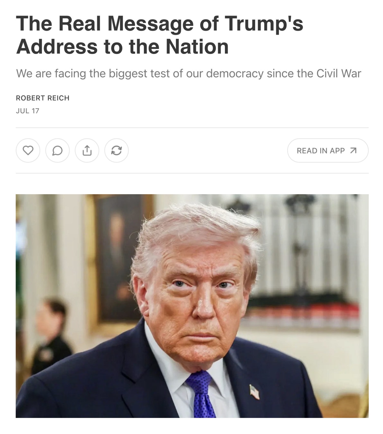 Trumps Adress vom 17.7.2026